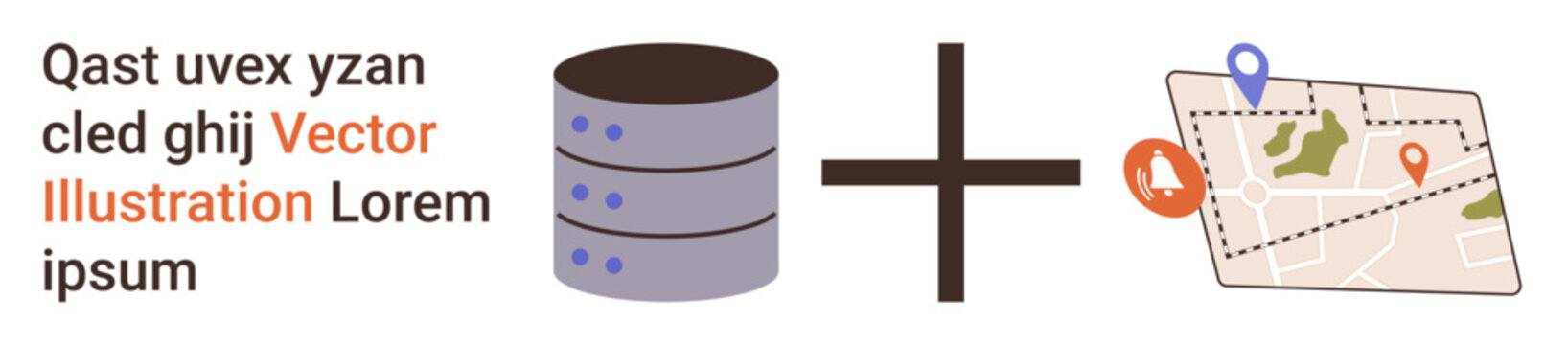 Data management, geolocation services, navigation systems, database integration, technology solutions, maps. ion of a database icon and a map with location markers. Data management and location-based