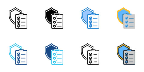 Safety Checklist icons set multiple style collection. Editable stroke 
