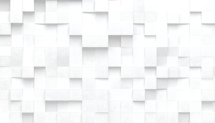 Fototapeta premium Abstract mosaic background. Tiled white squares form an uneven surface casting shadows and varying heights