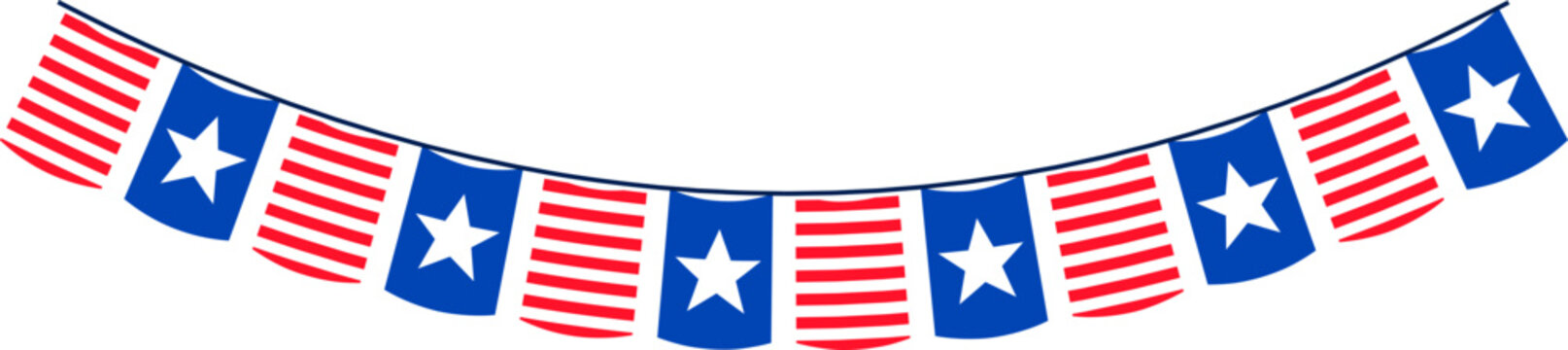 Hanging Flag Garland with Stars and Stripes