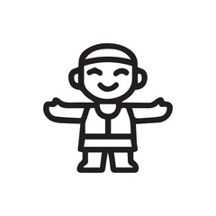 Obraz premium Friendly Cartoon Character Welcoming With Open Arms Line Art Icon