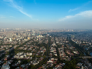 Fototapeta premium Beautiful aerial view of Jakarta on a sunny day.