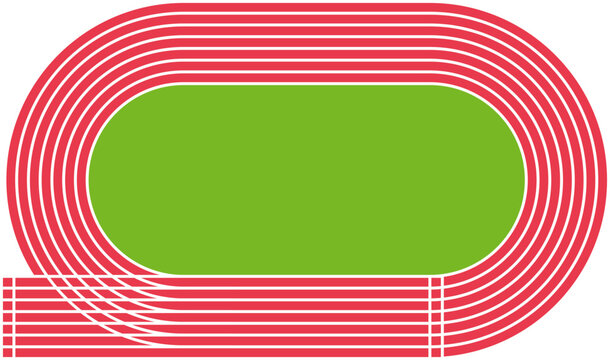 Running Track, Oval Athletic Circuit with Lanes