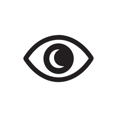 Simple Black And White Icon Of An Eye With A Crescent Moon Inside