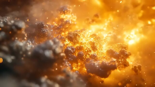 Fiery Explosion With Smoke and Debris Flying.