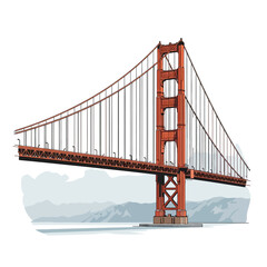 Fototapeta premium Iconic Golden Gate Bridge in San Francisco with mountain backdrop