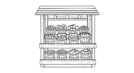 Bakery Store Display Shelf Flat Illustration