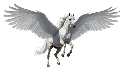 Obraz premium Graceful Mythological White Horse Soaring with Elegant Wings