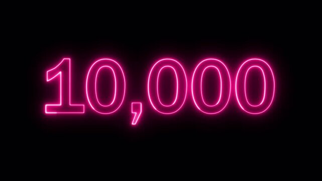 Number 10,000 Text Animation with Transparent Background &ndash; Glowing Outline Numeric Typography in 4K