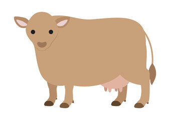ジャージー牛 正面を向いて立つポーズのかわいいベクターイラスト