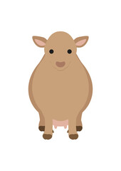 ジャージー牛 正面ポーズのかわいいベクターイラスト
