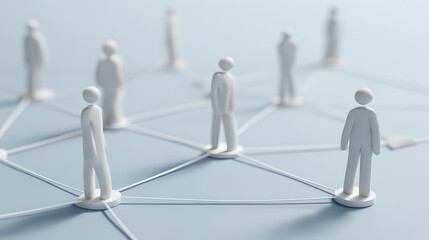 Obraz premium Group Of Simple Human Figures Connected By Lines On A Dark Surface 