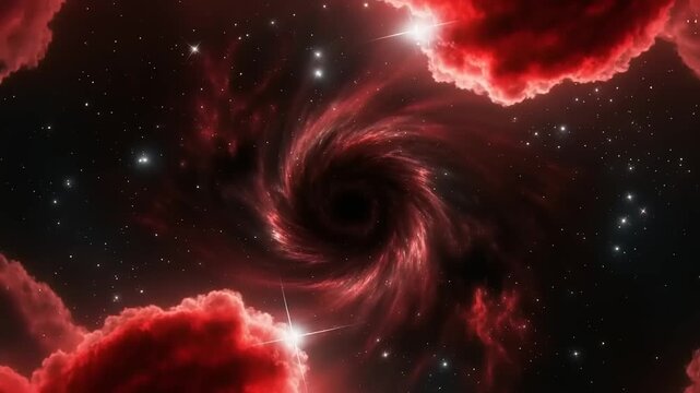 Black Hole with Red Nebula and Stars.