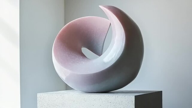 Abstract Sculpture on Pedestal Modern Art Display.