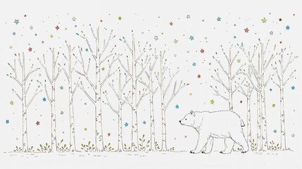 森を歩く白くま