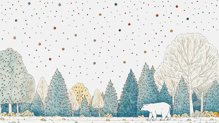 森を歩く白くま