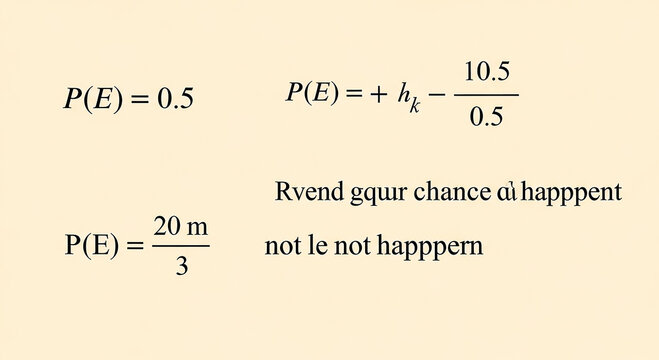 Probability formulas and calculations on a beige background