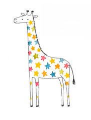 キリンの水彩イラスト