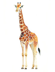 キリンの水彩イラスト