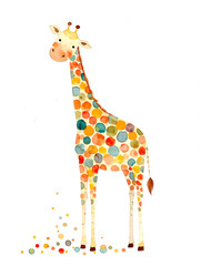 キリンの水彩イラスト