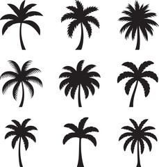 Fototapeta premium A palm tree silhouette set