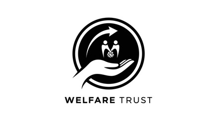 Obraz premium Modern Welfare Trust Logo Design Featuring Caring Hands and Community Support Symbol for Nonprofit Organizations, Charity Foundations, Social Services Branding and Humanitarian Campaign Identity