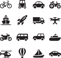 Naklejka premium Air, water and land transportation icon set