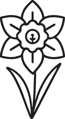Obraz premium Black line art daffodil flower icon isolated on transparent background