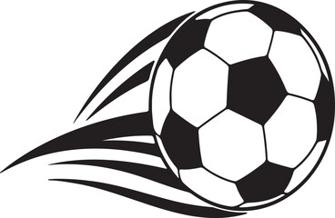 Fototapeta premium Dynamic black and white soccer ball in motion with speed lines.