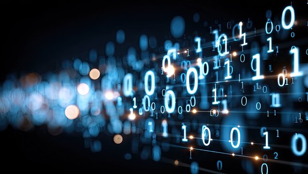 Abstract digital data stream with binary code concept illustration