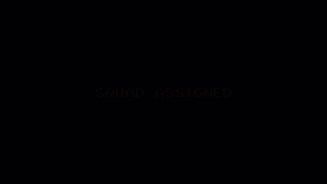 8 Bit Retro Gaming Text Animation: SQUAD ASSIGNED Notification Display 4k video animation seamless loop