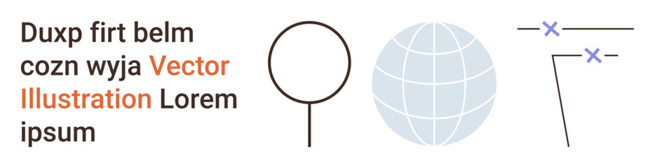 Obraz premium Global connectivity, graphic design, abstract , education, geometry, and visual communication. A globe, circle and lines in minimal geometric arrangement. Global connectivity and graphic design
