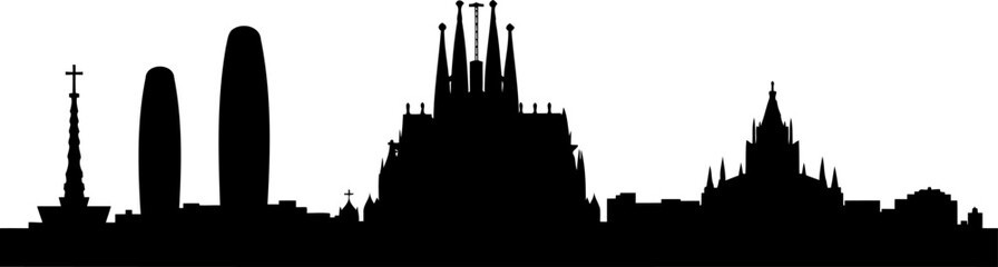 Fototapeta premium Barcelona urban horizon silhouette featuring sagrada familia and agbar tower