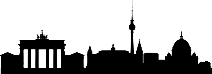 Obraz premium Berlin city skyline silhouette with brandenburg gate and tv tower