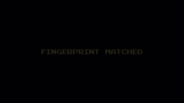 8 Bit Text Animation: Yellow Pixelated Message 'FINGERPRINT MATCHED' on Black Background 4k video animation seamless loop