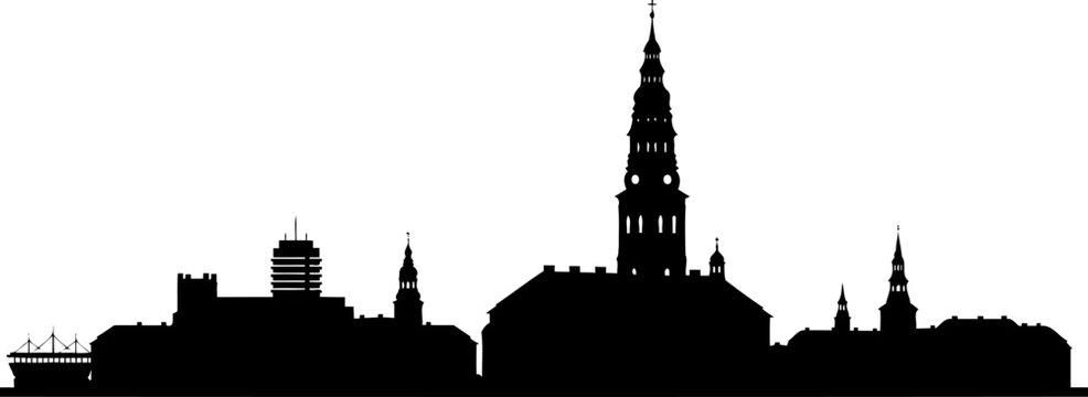 Copenhagen city skyline silhouette with christiansborg palace
