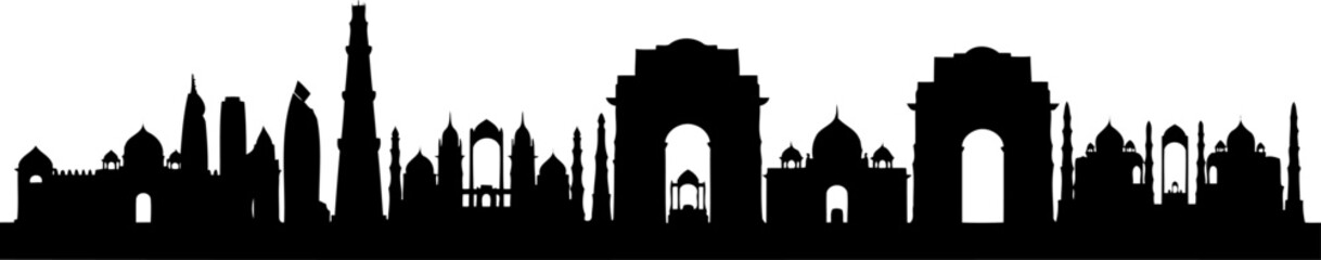 Fototapeta premium India skyline silhouette showcasing famous landmarks and monuments