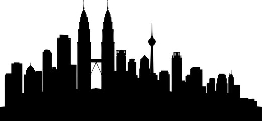 Naklejka premium Kuala lumpur urban skyline silhouette featuring the petronas twin towers