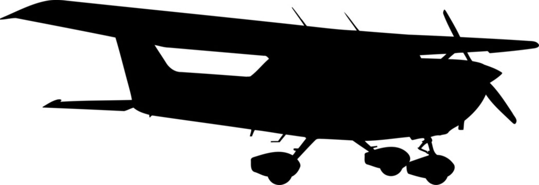 Light propeller airplane side view silhouette
