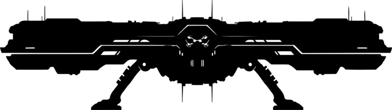 Massive futuristic spacecraft silhouette for deep space exploration