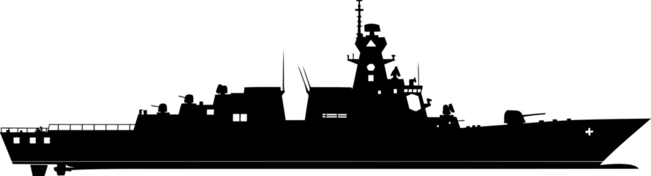 Military destroyer ship patrolling naval defense operations