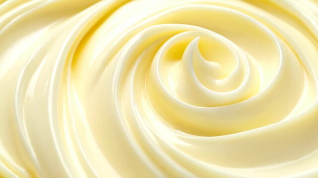 Smooth, creamy, thick yellow substance swirled into a perfect vortex pattern
