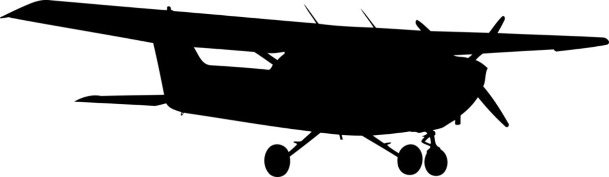 Small propeller plane light aircraft silhouette side view