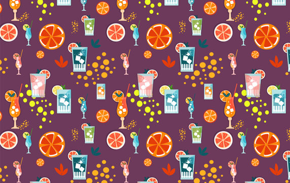 mocktail cocktail seamless pattern vector