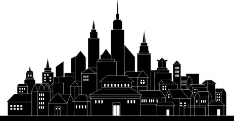 Obraz premium Urban metropolis skyline silhouette representing a dense city center
