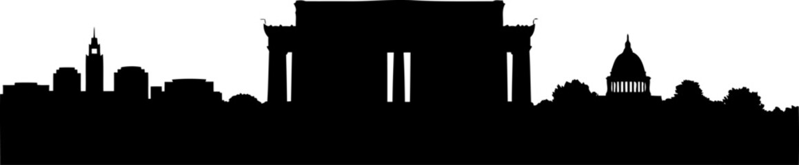 Washington dc skyline silhouette featuring the lincoln memorial and capitol dome