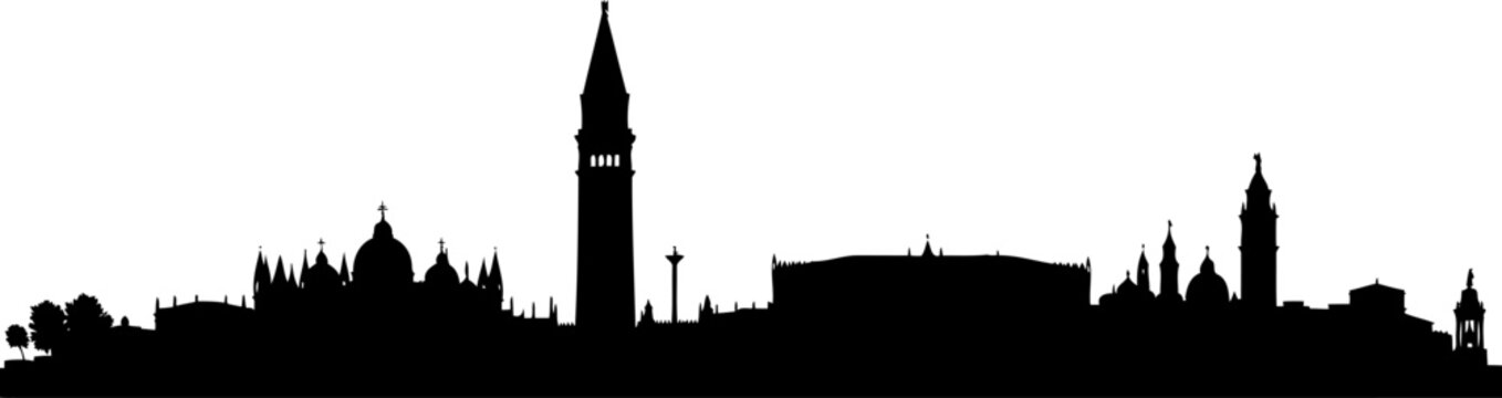 Venice city skyline silhouette showcasing st marks campanile and basilica