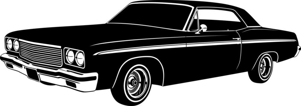 Vintage american muscle car silhouette classic sedan profile