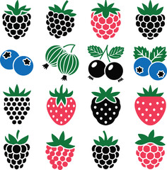 Berry fruit icon collection vector illustration