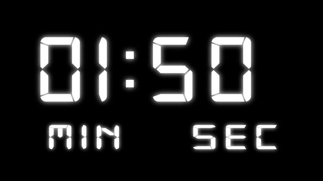2 minute timer countdown animation from 2 minute to 0 minute. Countdown timer from 2 minute black background. Perfect for business, countdowns, event.
